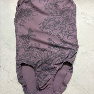 Floral Print leotard in Mauve